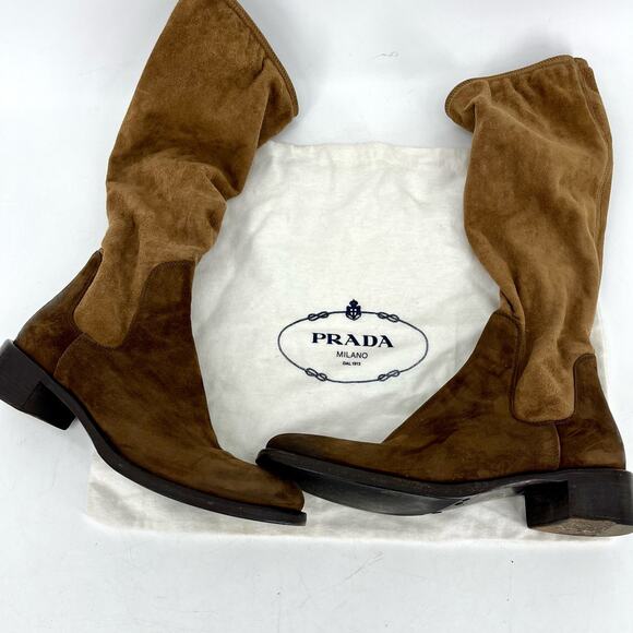 Prada brown suede‎ colorblock riding boots (35.5 / US 5) - Picture 13 of 13